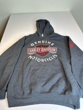 Harley-Davidson Gray Pullover Hoodie with Red Logo